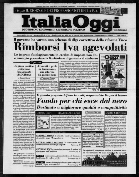 Italia oggi : quotidiano di economia finanza e politica